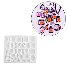 Honeyhandy DIY Geometric Shape Pendant Silicone Molds, Resin Casting Molds, for UV Resin, Epoxy Resin Jewelry Making, White, 235x215x9mm, Hole: 2mm, Inner Diameter: 20~49x9~49mm