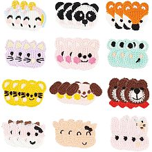 FINGERINSPIRE 36Pcs Crochet Animal Head Applique Patches Knitted Mouse/Cow/Rabbit/Frog/Fairy Horse/Fox/Panda/Bear/Cow/Dog Sew on Appliques Cartoon Animal Badge Sign for Clothing Repair DIY Decoration