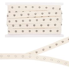 BENECREAT 5 Yards/4.6m Metal Snap Tape for Sewing Beige Snap Button Tape Ribbon 0.75 Inch/20mm Cotton Snap Button Trim Button Strips Snap Tape for DIY Sewing Crafts