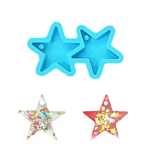 Honeyhandy Star DIY Pendant Silicone Molds, Resin Casting Molds, for UV Resin & Epoxy Resin Jewelry Making, Deep Sky Blue, 33x59x7mm, Hole: 3mm, Inner Diameter: 30x30mm