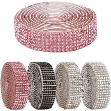 GOMAKERER 4 Pcs Rhinestone Ribbon, 4 Colors Self Adhesive Resin Rhinestone Tape Bling Rhinestone Sticker Decorative Sparkling Ribbon Tape for Arts Crafts Gift Decoration Costume Accessories