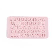 Honeyhandy Food Grade Silicone Molds, Fondant Molds, Baking Molds, For DIY Cake Decoration, Chocolate, Candy, UV Resin & Epoxy Resin Jewelry Making, Letter, Pink, 211x115x4.5mm, Letter: 3.5~18x11~18.5mm