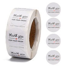 Honeyhandy 1 Inch Thank You Adhesive Label Stickers, Decorative Sealing Stickers, for Christmas Gifts, Wedding, Party, White, 25mm, about 500pcs/roll