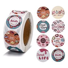 Honeyhandy Self-Adhesive Paper Stickers, Gift Tag, for Party, Decorative Presents, Round, Colorful, Food Pattern, 25mm, 500pcs/roll