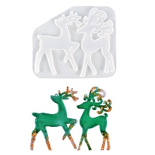 DIY Christmas Reindeer Pendant Silicone Molds, Resin Casting Molds, for UV Resin, Epoxy Resin Craft Making, White, 152x176x8.5mm, Inner Diameter: 118~134x73~85mm