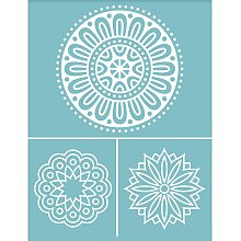 OLYCRAFT Self-Adhesive Silk Screen Printing Stencil Reusable Pattern Stencils Flower Pattern for Painting on Wood Fabric T-Shirt Wall Chalkboards Wood Ceramic Home Decorations (11x8.7 Inch) - #03