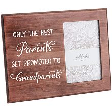 FINGERINSPIRE 25X20cm/10x8inches Picture Frame Parents and Grandparents Picture Frame Saddle Brown Wood Photo Frame Rectangle Frame with Only The Best Parents Get Promoted to Grandparents Words