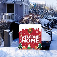 FINGERINSPIRE Welcome Home Christmas Theme Yard Signs Display Decorations for Outdoor Garden Decoration Lawn Yard Décor (13.7x14.1inch)