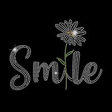 SUPERDANT Smile Rhinestone Letters Iron Hotfix Transfer Daisy Crystal Appliques Clothing Sticker Decorative Crystal Rhinestone Badges Patch for Clothes Bag Pants