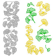 GLOBLELAND Carbon Steel Cutting Dies Stencils, for DIY Scrapbooking, Photo Album, Decorative Embossing Paper Card, Stainless Steel Color, Ginkgo Leaf Pattern, 156~159x86~98x0.8mm, 2pcs/set