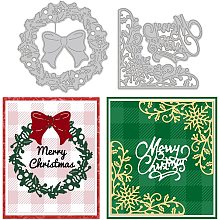 GLOBLELAND Christmas Wreath Embossing Template Christmas Corner Carbon Steel Die Cuts Bow Christmas Text Die Cut for Scrapbooking Card DIY Craft Decoration