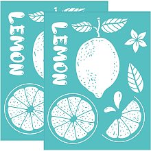 OLYCRAFT 2Pcs Silk Screen Stencils Self-Adhesive Silk Screen Printing Stencils Summer Lemon Theme Screen Printing Template for Painting on Wood-220x280mm