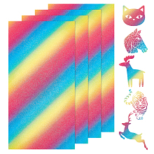 CRASPIRE Rainbow Vinyl Picture Stickers Adhesive Label Stickers for DIY Craft, 6"x12"/15x30cm, Pack of 4 Sheets, Yellow Red Blue