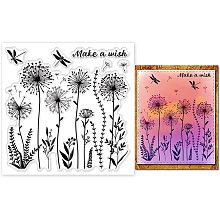 GLOBLELAND Dandelion Clear Stamps Dragonfly Silicone Stamps Plants Rubber Stamps Transparent Seal Stamps for DIY Scrapbooking Photo Album Card Making Decoration