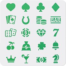 Playing Card Stencils 11.8"×11.8" Heart Spade Club Diamond BAR 20 Patterns Reusable Daily Theme Playing Card Dice Making DIY Stencil for Arts Crafts