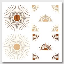 NBEADS 2 Pcs Sun Ray Stencils, Sun Stencils Reusable DIY Art and Painting Templates Square Stencils 11.8×11.8 Inch for Painting on Wood Canvas Paper Furniture Wall