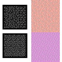 BENECREAT 2Pcs Acrylic Clay Texture Sheets, Retro Plant Rose Flower Pattern Boards Acrylic Textured Mat Pottery Stamps for Clay Earring Jewelry Making, 4x4inch