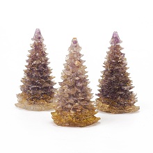 Arricraft Natural Amethyst Home Display Decorations, with Resin and Glitter Powder, Christmas Tree, 92x52mm