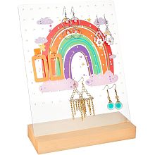 PandaHall Elite 120 Holes Earring Organizer Rainbow Earring Holder Earrings Display Stands with Wood Base L-Shaped Earring Storage Stand for Selling Ear Stud Merchant Show Retail Personal Exhibition