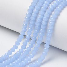 Arricraft Glass Beads Strands, Imitation Jade, Faceted, Rondelle, Light Sky Blue, 6x5mm, Hole: 1mm, about 92~94pcs/strand, 17~17.5 inches(42.5~43.75cm)