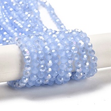 Imitation Jade Glass Beads Stands, AB Colors, Faceted, Round, Cornflower Blue, 4.5x4mm, Hole: 1mm, about 94~95pcs/strand, 13.90~14.02 inch(35.3~35.6cm)