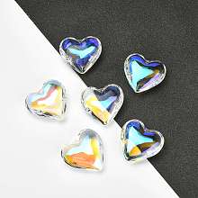 Honeyhandy Glass Pendants, Heart, Colorful, 40~41x42~43x15mm, Hole: 2mm