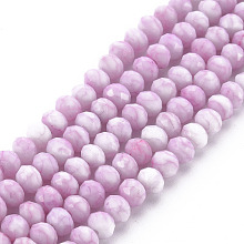 Arricraft Opaque Baking Painted Glass Beads Strands, Imitation Stones, Faceted, Rondelle, Plum, 6x5mm, Hole: 1mm, about 80~81pcs/strand, 14.76 inch~14.96 inch(37.5~38cm)