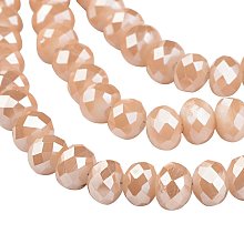 NBEADS 1 Strand Pearl Luster Plated Faceted Abacus Champagne Imitation Jade Electroplate Glass Beads Strands with 6x4mm,Hole: 1mm,about 100pcs/strand