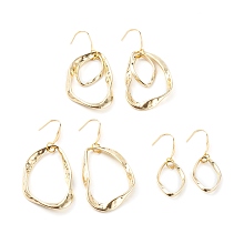 Honeyhandy Alloy Twisted Ring Dangle Earring Sets, with 316 Surgical Stainless Steel Earring Hooks, Golden, 68mm and 45mm, Pin: 0.85mm, 3pairs/set