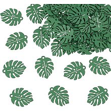 DICOSMETIC 50Pcs Tropical Leaf Charms Monstera Leaf Pendants Mini Enamel Plant Pendant Alloy Baking Painted Pendants Minimalist Style Charms for Necklace Jewelry Making, Hole: 1.6mm