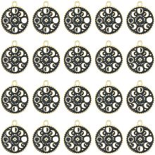 SUNNYCLUE 1 Box 20Pcs Moon Phase Charms Crescent Charm Flat Round Planet Star Large Alloy Enamel Sun Hollow Black Gothic Lunar Lucky Charm Bulk for Jewelry Making Charms WomenEarrings Necklace Craft