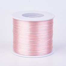 Honeyhandy Flat Elastic Crystal String, Elastic Beading Thread, for Stretch Bracelet Making, Pink, 0.7mm, about 546.8 yards(500m)/roll