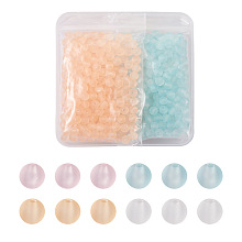 Honeyhandy 800Pcs 4 Colors Transparent Acrylic Beads, Frosted, Round, Mixed Color, 7.5mm, Hole: 1.6mm, 200pcs/color