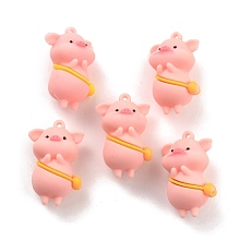 Honeyhandy PVC Pendants, for DIY Keychain Making, Pig with Bag, Pink, 44x28x21mm, Hole: 2.5mm