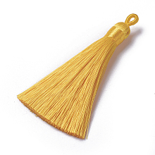 Honeyhandy Polyester Tassel Pendants, Gold, 78~82x8mm, Hole: 2~4mm