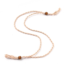 Honeyhandy Necklace Makings, with Wax Cord and Wood Beads, Bisque, 28-3/8 inch(72~80cm)