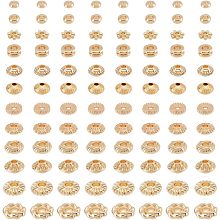 PandaHall Elite 120Pcs 14K Gold Spacer Beads, 12 Style Alloy Brass Spacer Beads Gold Flat Clay Beads Flower Cylindrical Spacer Beads for Jewelry Bracelet Stackable Necklace Earring Making