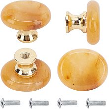 GORGECRAFT 4PCS Topaz Knob Handmade Dresser Knobs Drawer Pulls Natural Stone Cabinet Knobs Vintage Decorative Handles with Mounting Screws for Cupboard Kitchen Wardrobe Furniture