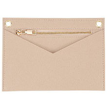 WADORN Felt Bags Organizer Insert, Mini Envelope Handbag Shaper Premium Felt, with Brass Grommets & Zipper, Tan, 22x15.7x0.5cm, Hole: 10mm