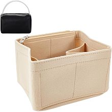 WADORN Felt Purse Organizer Insert, Tote Bag Organizer Insert Mini Tote Basket Shaper Liner Rectangle Bag in Bag Shoulder Bag Interior Shaper for Make-up Storage Bag, 7.79x5.12x6.18 Inch, Beige