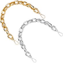 WADORN 2 Colors Purse Chain Handles, 14.8 Inch Metal Bag Strap Extender Replacement Handbag Chain Accessories Charms Decoration Clutches Handles Wrist Straps, Gold/Platinum