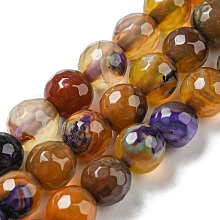 Honeyhandy Natural Agate Beads Strands, Dyed & Heated, Round, Faceted, Sienna, 6mm, Hole: 1mm, about 62pcs/strand, 14.57 inch(37cm)