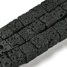 Honeyhandy Natural Lava Rock Beads Strands, Cube, 8~9x8~9x8~9mm, Hole: 1mm, about 45pcs/strand, 15.16 inch(38.5cm)