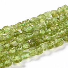 Honeyhandy Natural Peridot Beads Strands, Nuggets, 5~8x5x4~5mm, Hole: 0.8mm, about 67pcs/Strand, 15.75 inch(40cm)