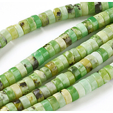 Honeyhandy Natural Serpentine Beads Strands, Rondelle, 6x3mm, Hole: 0.8mm, about 136pcs/strand, 16 inch(40.8cm)