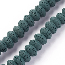 Honeyhandy Natural Lava Rock Beads Strands, Dyed, Rondelle, Dark Slate Gray, 9x5~5.5mm, Hole: 2mm, about 37 pcs/Strand, 7.87 inch(20cm)