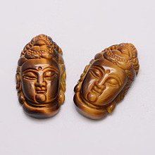 Honeyhandy Grade A Natural Tiger Eye Pendants, Buddha, 42x23~24x11~14mm, Hole: 1mm