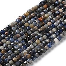 Honeyhandy Natural Sodalite Beads Strands, Faceted, Square, 4.5x4.5x4.5mm, Hole: 0.8mm, about 85~98pcs/strand, 14.76''~15.98''(37.5~40.6cm)