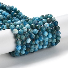 Honeyhandy Natural Apatite Beads Strands, Faceted, Round, 5mm, Hole: 0.8mm, about 78pcs/strand, 15.16 inch(38.5cm)