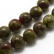 Honeyhandy Natural Dragon Blood Beads Strands, Round, 8mm, Hole: 1mm, about 48pcs/strand, 15.3 inch(39cm)